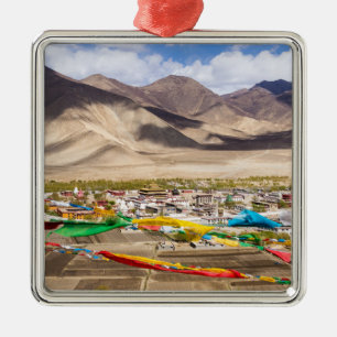 Luchtbeeld van het Samye-klooster - Tibet, Azië Metalen Ornament