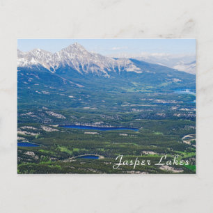 Luchtbeeld van Jasper-meren - Canada Briefkaart