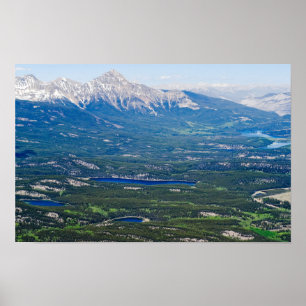 Luchtbeeld van Jasper-meren - Canada Poster