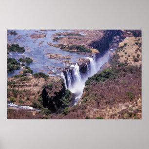 Luchtbeeld van Victoriawatervallen - Zimbabwe, Afr Poster