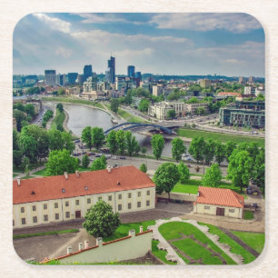 Luchtbeeld van Vilnius, Litouwen Vierkante Kartonnen Onderzetter