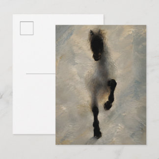 Luchtbeeld Zwart Paard Olie Schilderij Muur Kunst Briefkaart