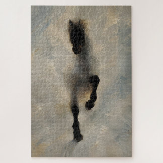 Luchtbeeld Zwart Paard Olie Schilderij Muur Kunst Legpuzzel