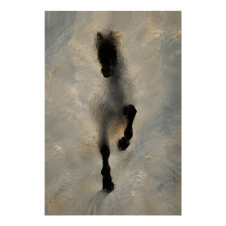 Luchtbeeld Zwart Paard Olie Schilderij Muur Kunst Perfect Poster