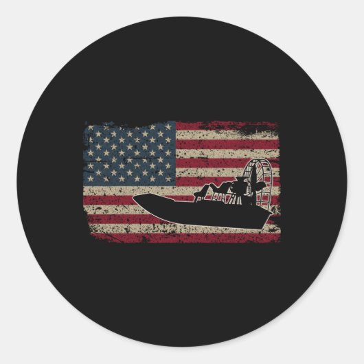 Luchtboot Amerika Vlag I Patriottische Luchtboot K Ronde Sticker (Voorkant)