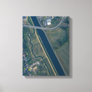 Luchtfoto van de skyline van de stad canvas afdruk