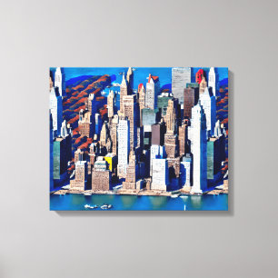 Luchtfoto van Manhattan Uitzicht Canvas Afdruk