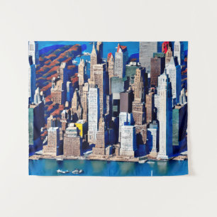 Luchtfoto van Manhattan Uitzicht Wandkleed