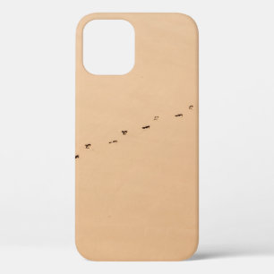 Luchtfoto van voetafdrukken in het zand iPhone 12 hoesje