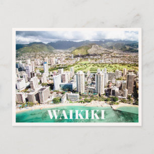 Luchtfoto Waikiki Downtown Hawaii Strand Briefkaart