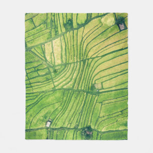 Luchtfotografie van rijstveld fleece deken