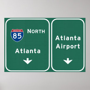 Luchthaven Atlanta ATL I-85 N Interstate Georgia - Poster