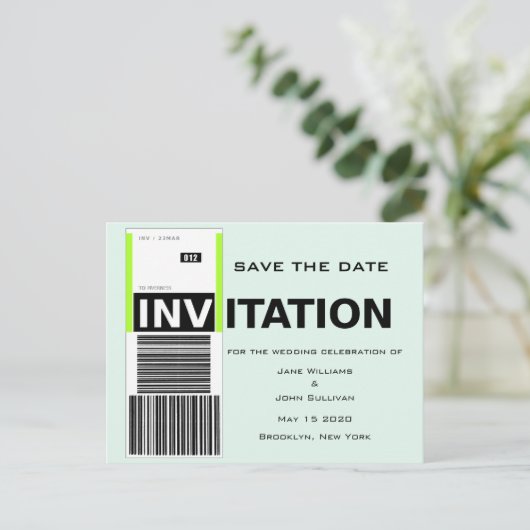 Luchthaven Bagage Claim Theme Wedding Save the Dat Aankondigingskaart (Staand voorkant)