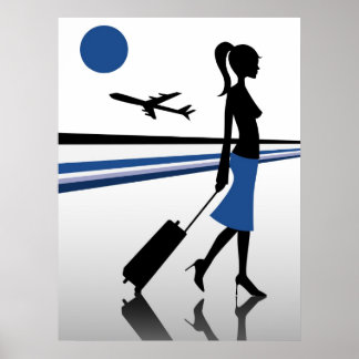 luchthaven blauw poster