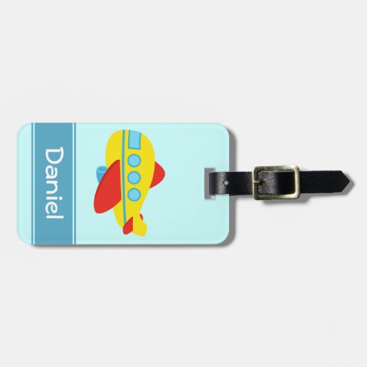 Luchthaven en gekleurd passagiersvliegtuig bagagelabel (Voorkant horizontaal)