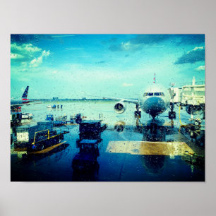 Luchthaven in Rain Poster