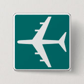 Luchthaven Symbool Teken Vliegtuigreis Icon Vierkante Button 5,1 Cm (Voorkant)