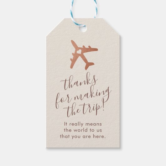 Luchthaven van koperen Sepia Romantic Cadeaulabel (Voorkant)