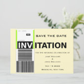 Luchthavenbagageclaimthema Weddenschap sparen datu Save The Date (Staand voorkant)