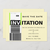Luchthavenbagageclaimthema Weddenschap sparen datu Save The Date (Voorkant / Achterkant)