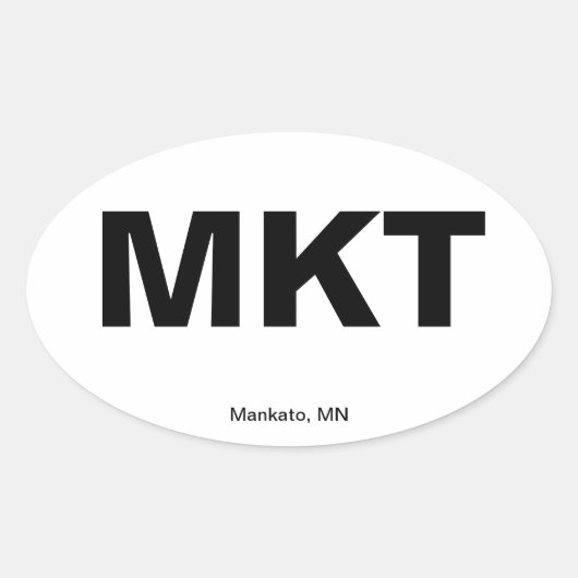 Luchthavencode - Mankato, Minnesota Ovale Sticker (Voorkant)