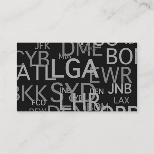 Luchthavencodes voor reisprofessionals visitekaartje (Voorkant)