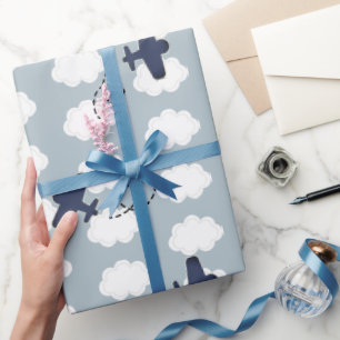 Luchthavenpatroon Blauwe hemel Cadeaupapier