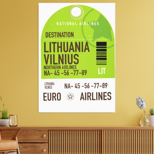 Luchthaventicket Litouwen Vilnius Canvas Afdruk (Insitu (Woonkamer))
