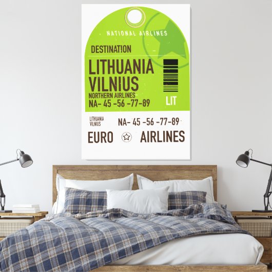 Luchthaventicket Litouwen Vilnius Canvas Afdruk (Insitu (Slaapkamer))