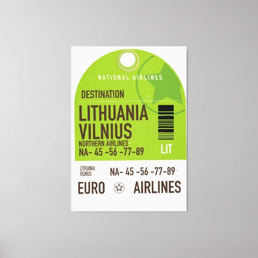 Luchthaventicket Litouwen Vilnius Canvas Afdruk (Voorkant)