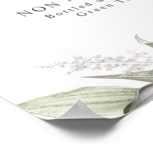 Luchtig paars en groen bloemmotief, feestdrankmenu poster (Hoek)