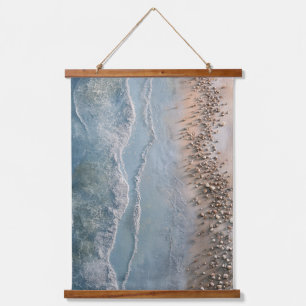 Luchtig Turquoise Kustlijn Minimalistische Kunst Hangend Wandkleed