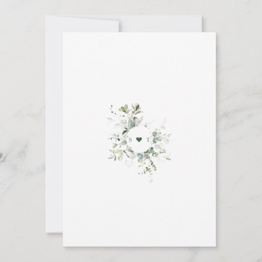 Luchtige Aquarel Groene Goud Bruiloft Kaart (Achterkant)