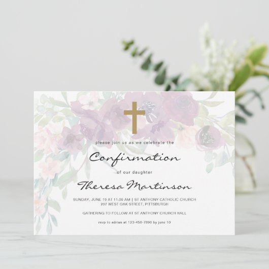 Luchtige bloemen met kruisbevestiging kaart (Staand voorkant)