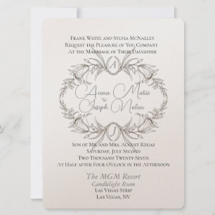 Luchtige Bloemen Motief Vlakke Huwelijksuitnodigin Kaart