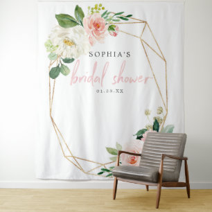 Luchtige Blush Bruiloftsshower Achtergrond Foto Bo Wandkleed