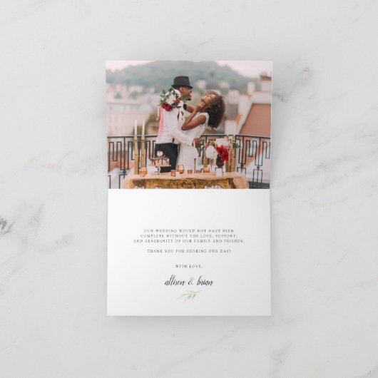 Luchtige Botanische | Groene Aquarel Bladeren Bedankkaart (Binnen)