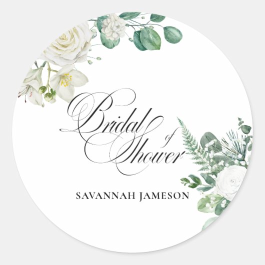Luchtige Eucalyptus Groene Bruidsdouche Ronde Sticker (Voorkant)