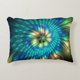Luchtige Fantasie Bloem, Kleurrijk Abstract Fracta Accent Kussen