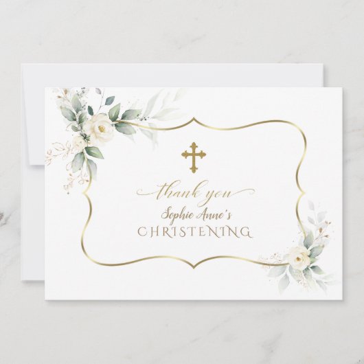 Luchtige groene beplanting witte bloemen meisje do bedankkaart (Voorkant)