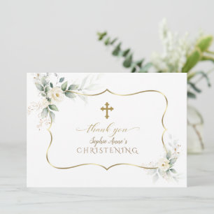 Luchtige groene beplanting witte bloemen meisje do bedankkaart
