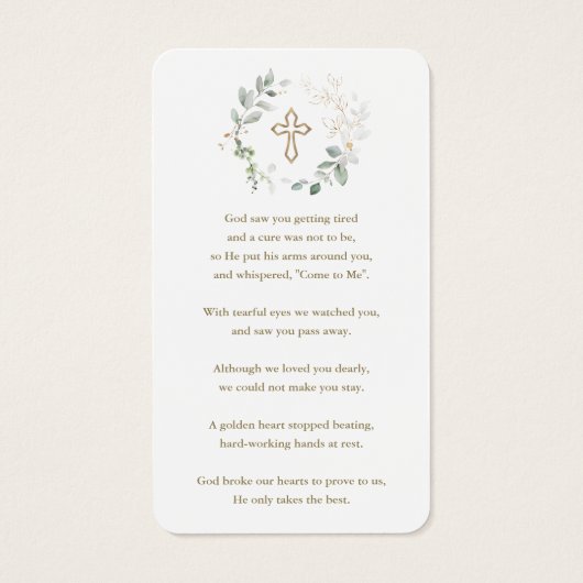 Luchtige groene eucalyptus foto rouwkaart visitekaartje (Achterkant)