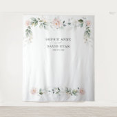 Luchtige groene roze bloemengoud trouwfoto prop  wandkleed (Voorkant)