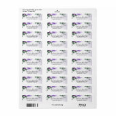 Luchtige Paarse en zilveren bloemige Boho trouwadr Etiket (Full Sheet)