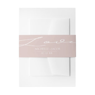 Luchtige Pastel Blush Liefde   Trouw Tailleband Uitnodigingen Wikkel