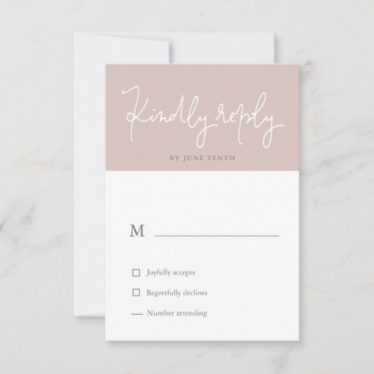 Luchtige Pastel Modern Blush RSVP Kaart (Voorkant)