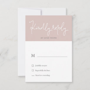 Luchtige Pastel Modern Blush RSVP Kaart