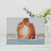 Luchtige Pastel Schieferblauw ⎥ Foto Bewaren Uitno Save The Date (Staand voorkant)