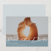 Luchtige Pastel Schieferblauw ⎥ Foto Bewaren Uitno Save The Date (Voorkant / Achterkant)