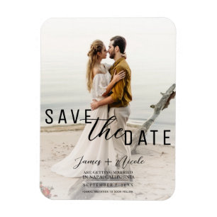 Luchtige witte overlay foto Save the Date Wedding Magneet